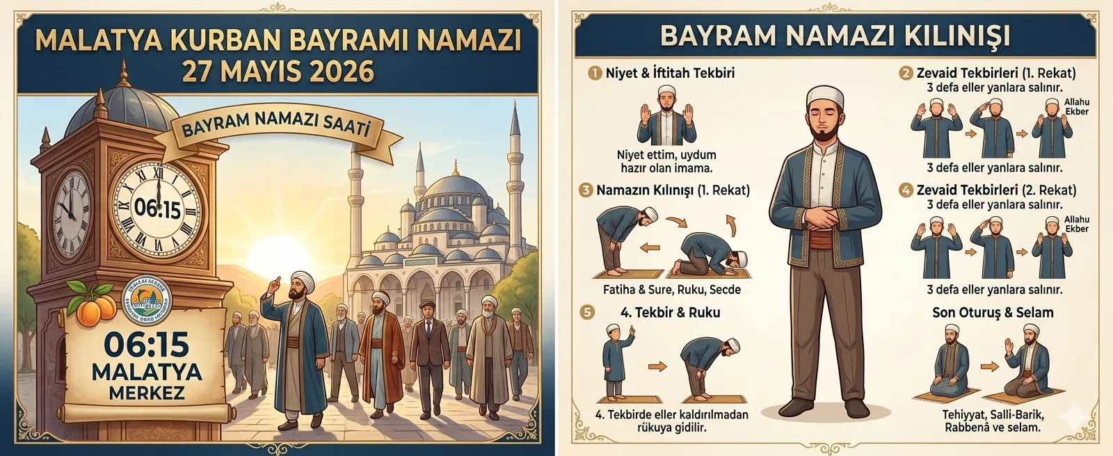 Malatya Kurban Bayramı Namaz Vakti 2026: İlçe İlçe Namaz Saatleri ve Bayram Namazı Kılınışı
